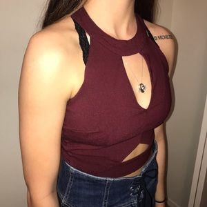 Maroon Crop Top Charlotte Russe